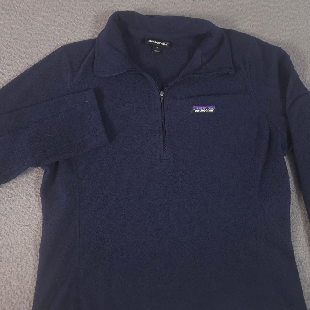 Patagonia Pullover Womens M Navy Micro D 1/4-Zip Fleece Recycled Polyester Soft